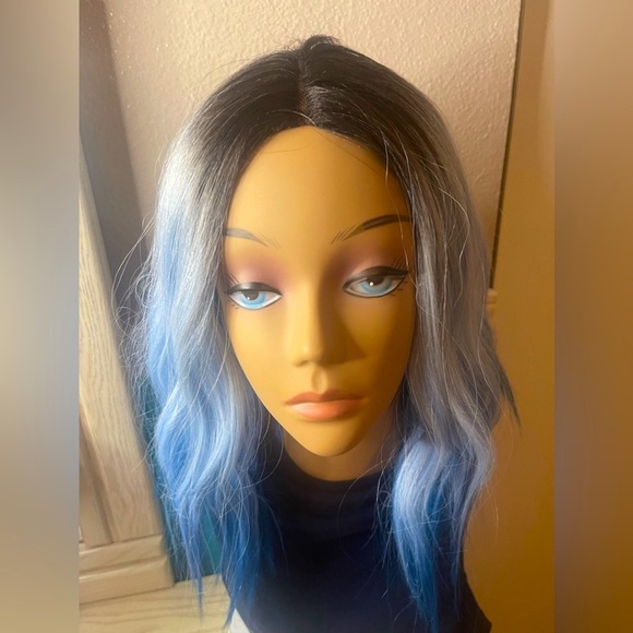 BLUE OMBRÉ BEACH WAVE WIG